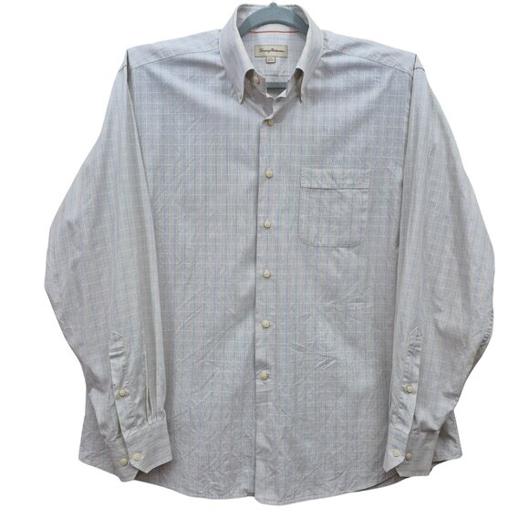 TOMMY BAHAMA Dress Shirt Long Sleeve Button Down Ivory Plaid Size 17 36/37 - Picture 13 of 13